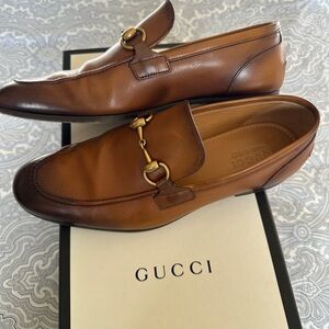 Gucci Brown Leather Loafers with Gold Hardware